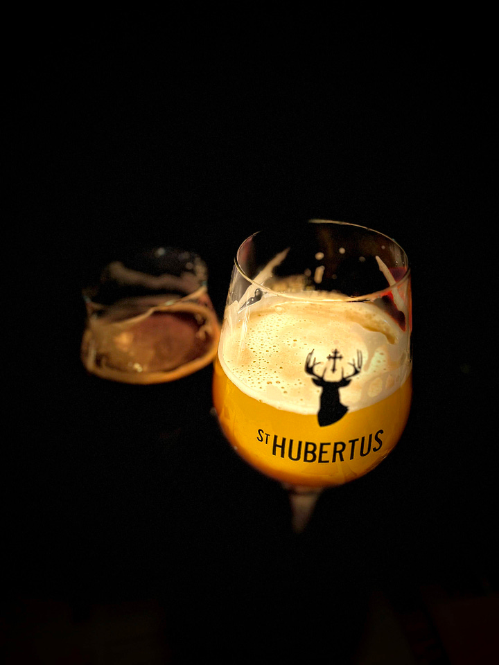 View of the Speciherstadt, Harmburg, and a glass of Pils