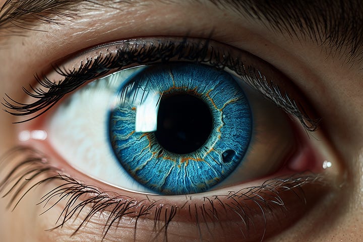 Two close-ups of a human eye in Midjourney