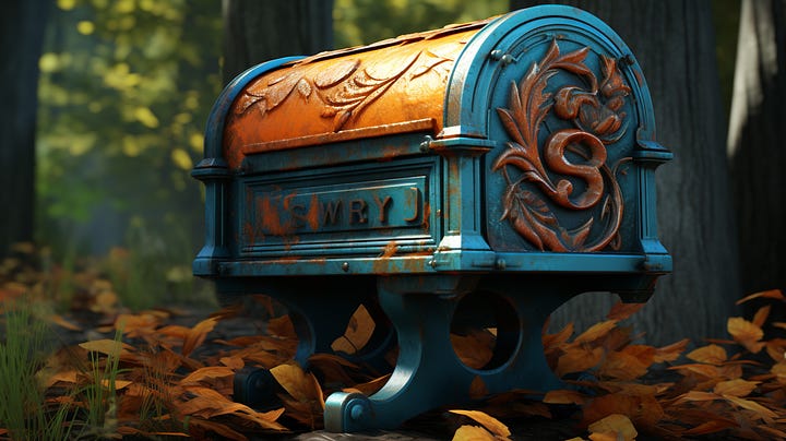 Various images of a mailbox created with Midjourney