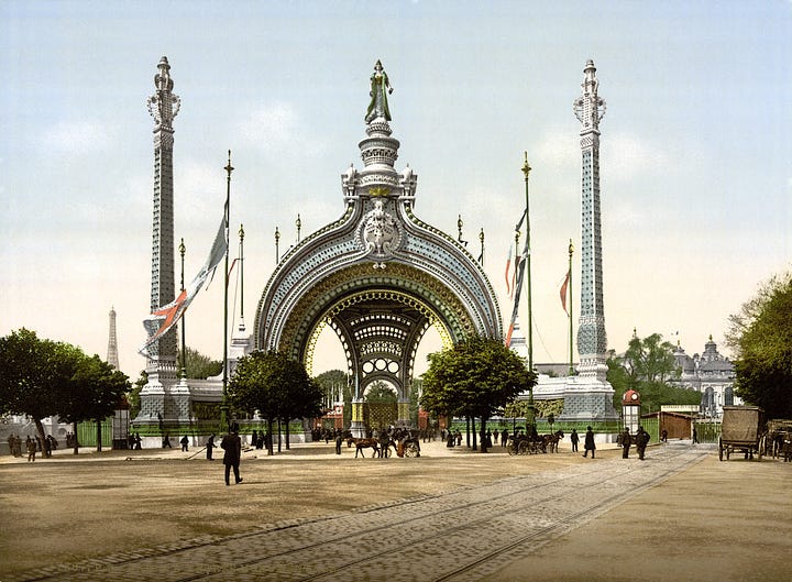 The Chrysler Building and the Main entrance to the Paris 1900 Exposition Universelle