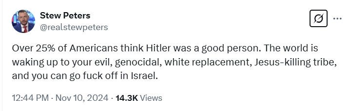 Stew Peters nazi X posts