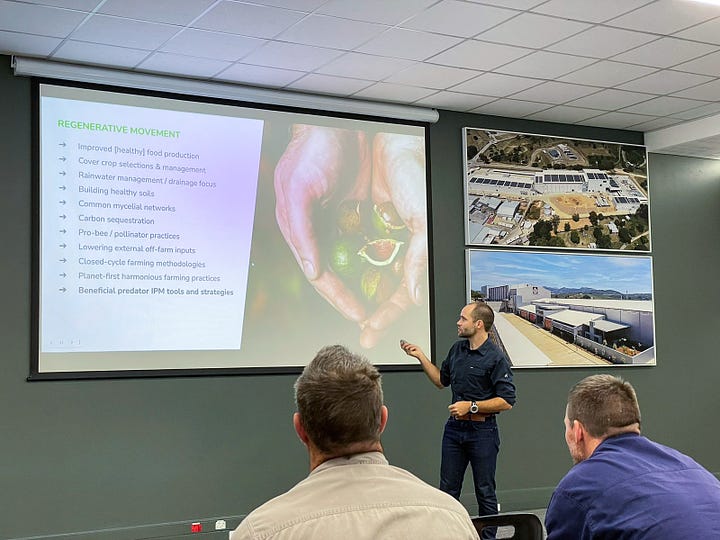 Ken Treloar macadamia drone data expert presents to farmers at a Golden Macadamias study group in 2023