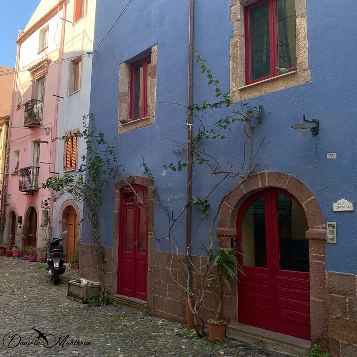 Colourful houses in the narrow streets of Bosa