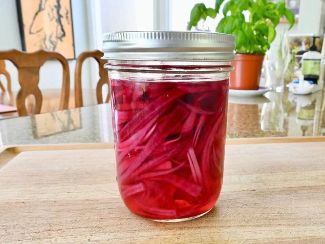 Veggie Confetti! Gina's Red Onion Pickles