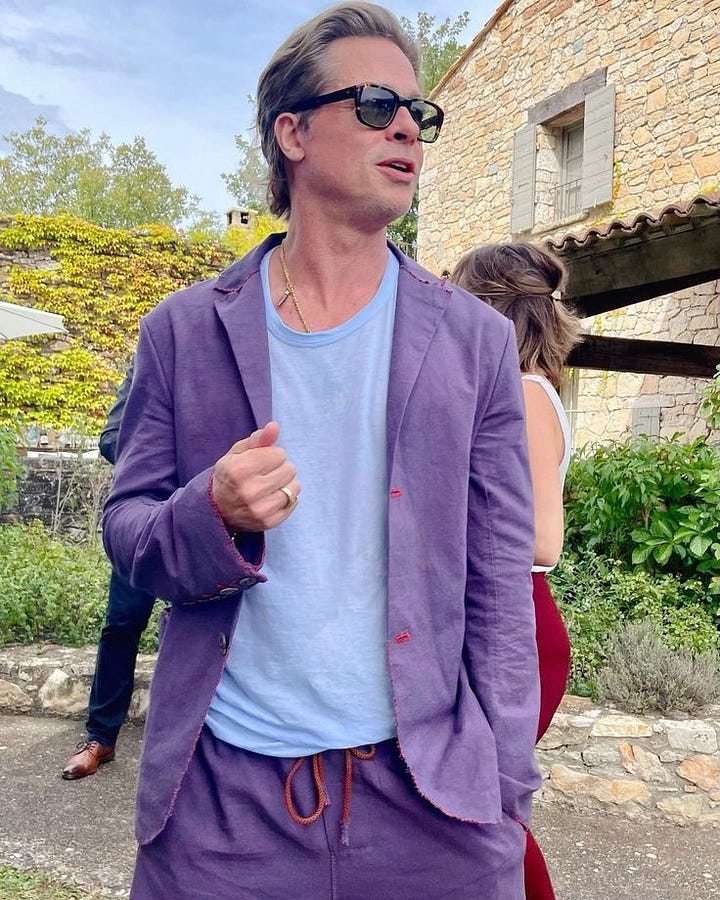 Brad Pitt monochromatic looks. Monochrome.