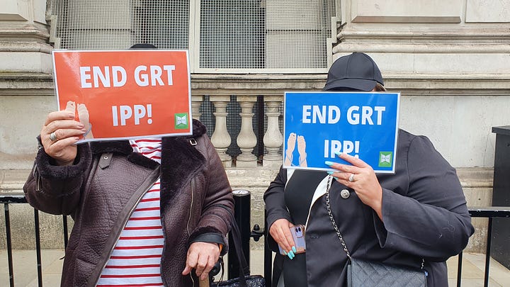 Protest organised outside Downing Street by IPP Committee In Action, Shirley and Bernadette