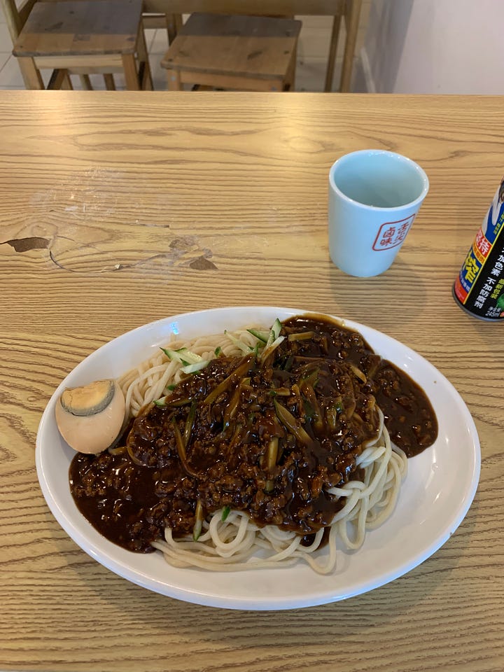 Homemade noodles with pork