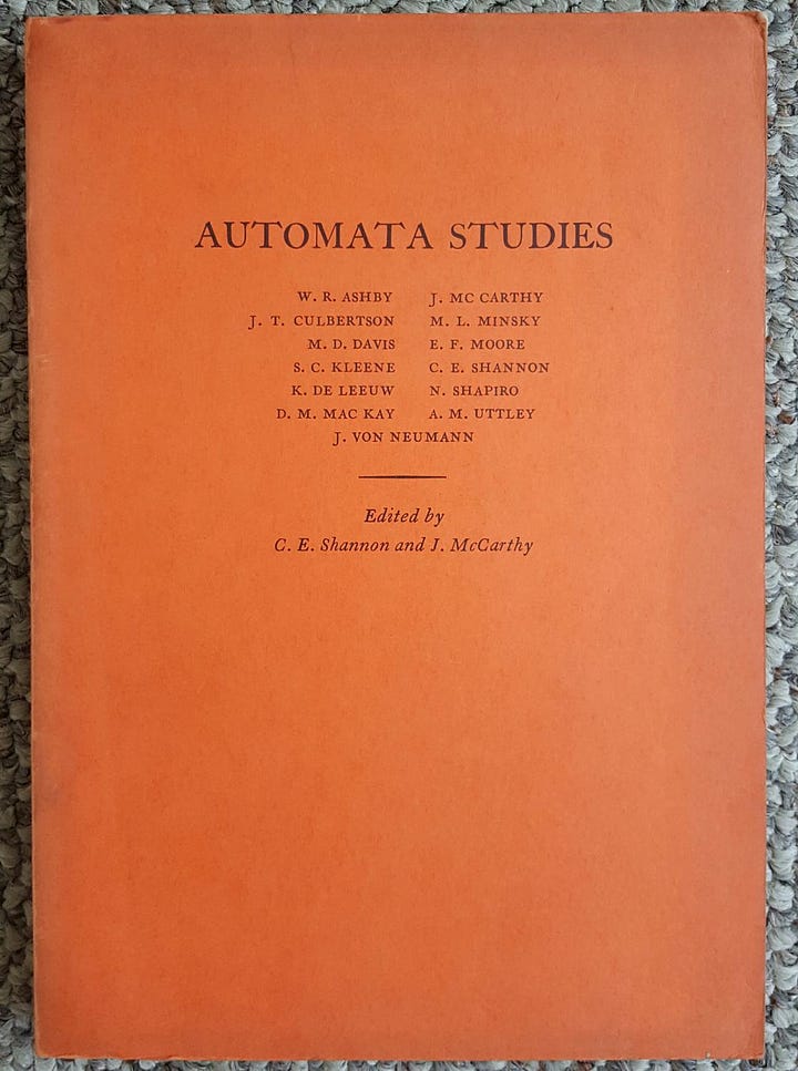 Front cover and table of contents of Automata Studies (AM-34), edited by Shannon & McCarthy