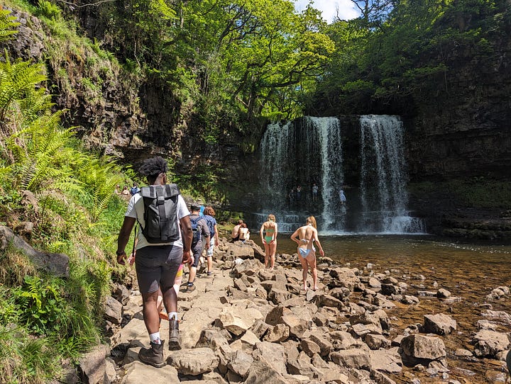 waterfalls in the brecon beacons sunshine