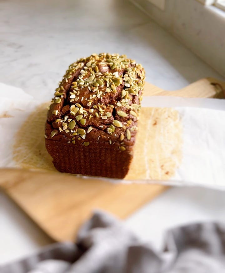 Grain-free pumpkin bread on a cutting board