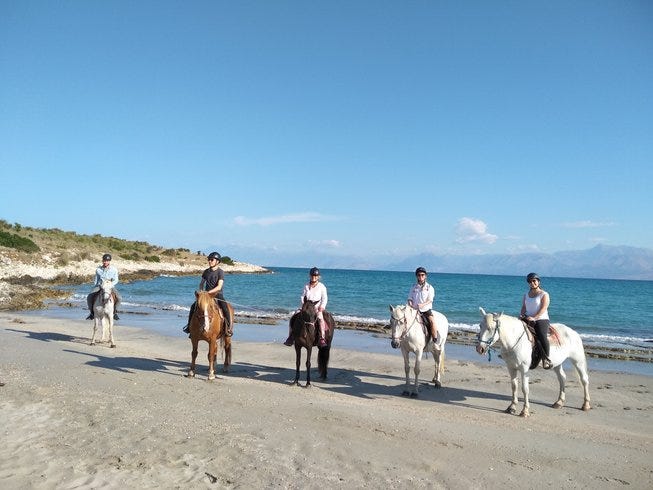 Horse in sea corfu