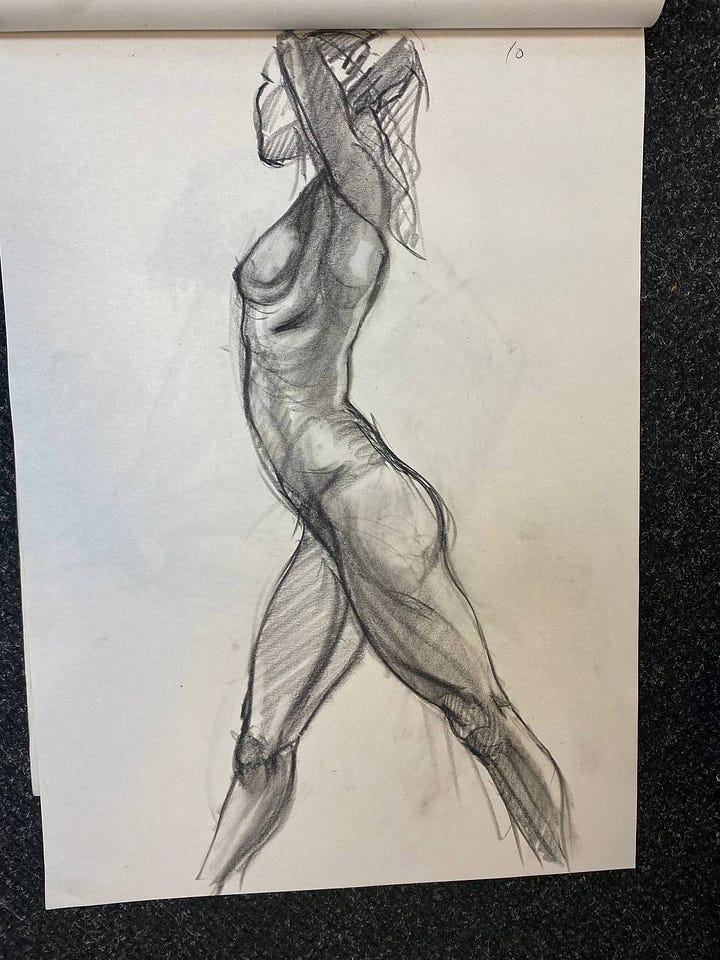 life drawing sketches of a female nude