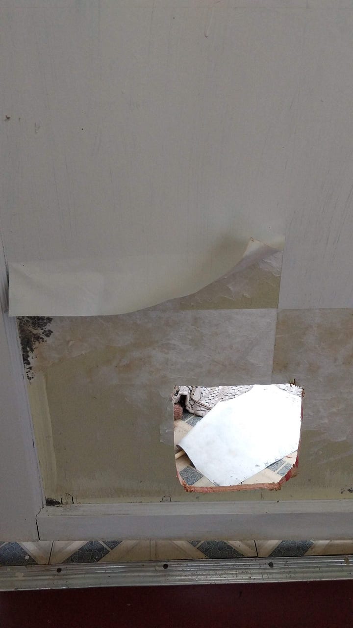 Removing contact paper on a door
