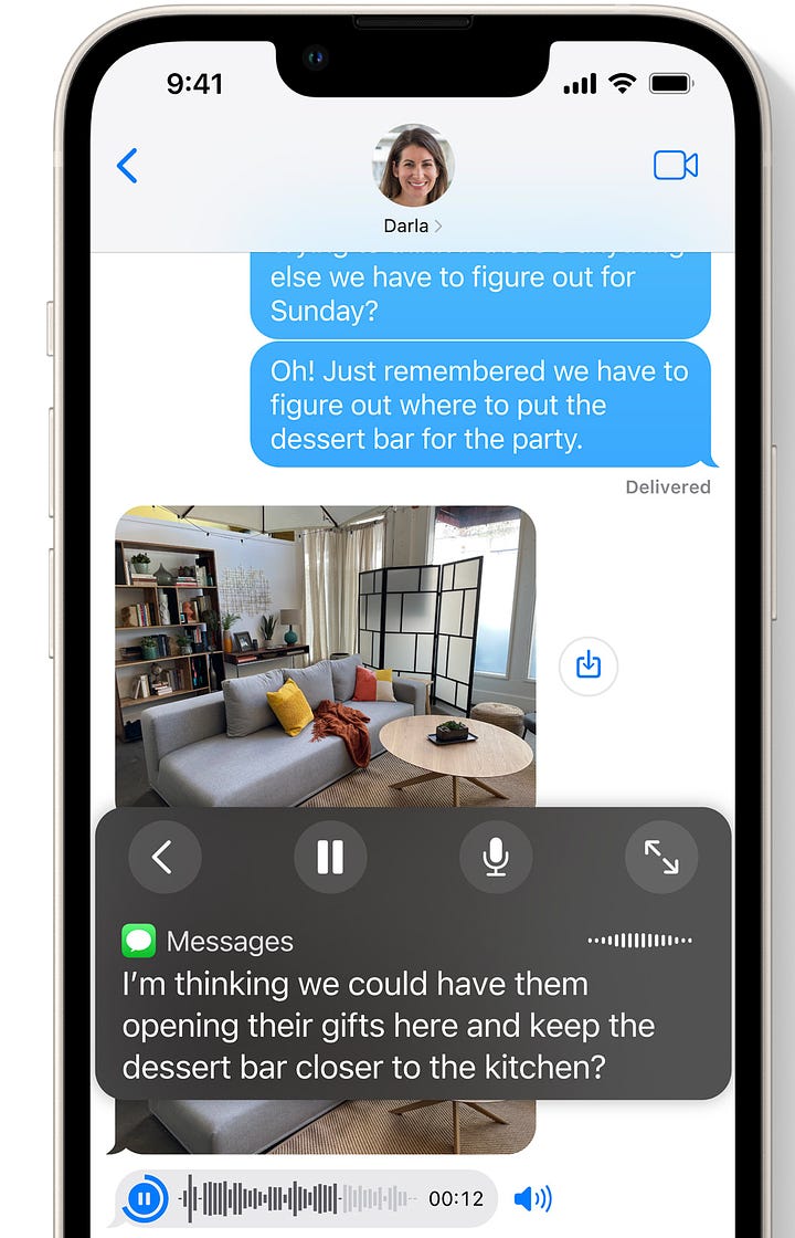 Marketing materials for iOS 16 featuring fake text messages