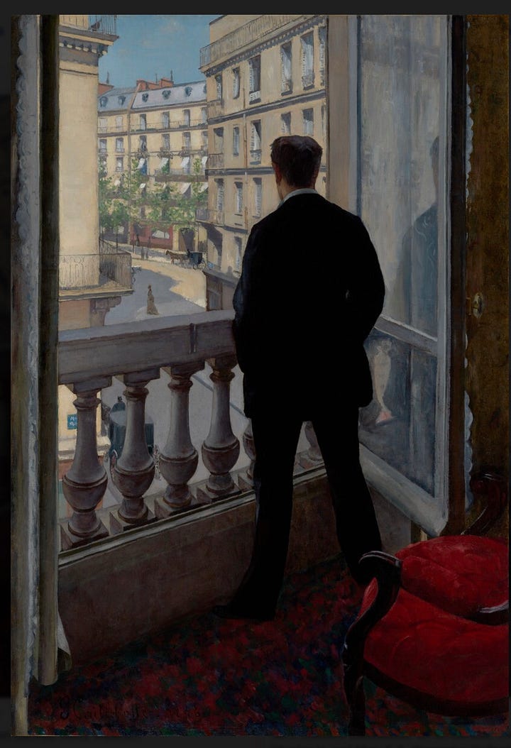 Four paintings by Gustave Caillebotte with unusual angles