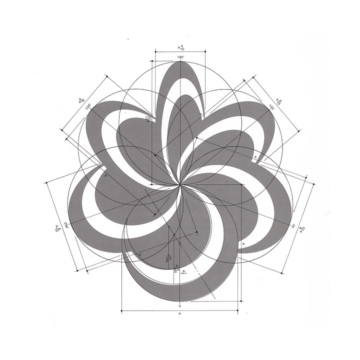 Technical details of the International Horticultural Expo 90 logo by Mitsuo Katsui, 1987