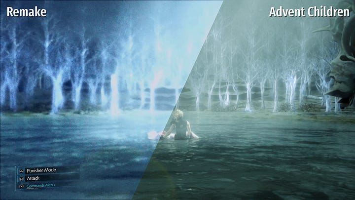 Visions of the future in the Singularity compared to their counterparts from Advent Children Complete.