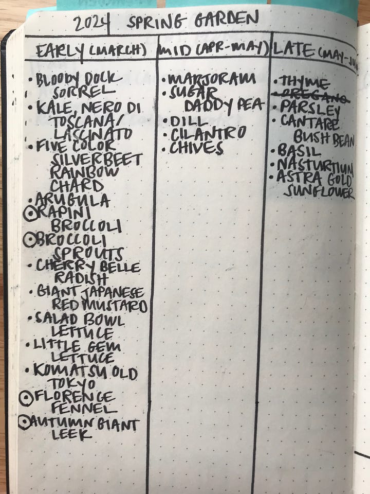 Pictures of garden plans from my journal