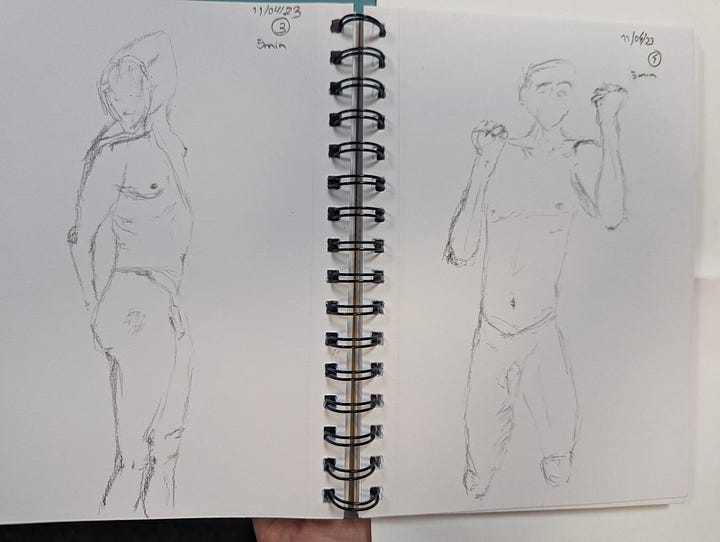 Male life model in dynamic poses
