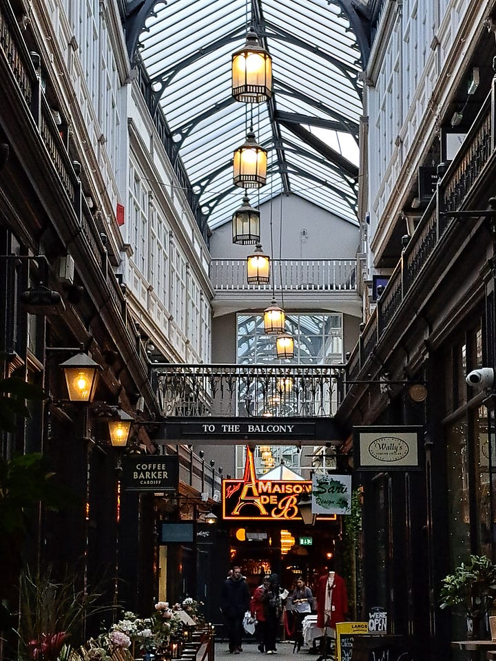 Cardiff Arcades, including cheese shop Ty Caws