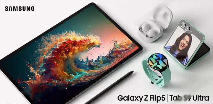 Samsung Galaxy Flip 5 and Galaxy Watch 6 images