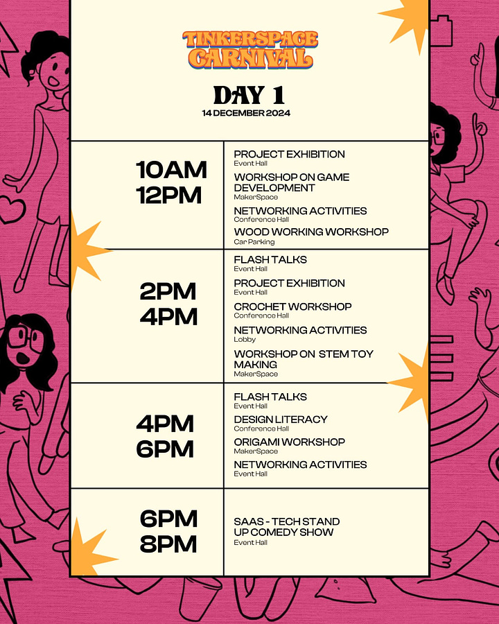 Event Schedule for TinkerSpace Carnival