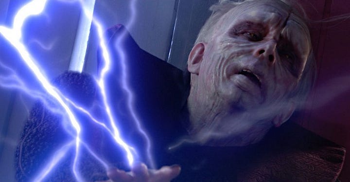 palpatine lightning face melt