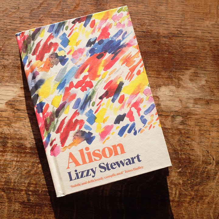 Red, yellow and blue painted cover from Alison, by Lizzy Stewart