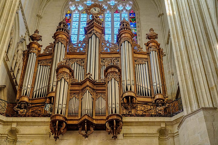 Stained glass windows and organ