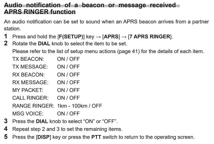 APRS RINGER choices and explainer