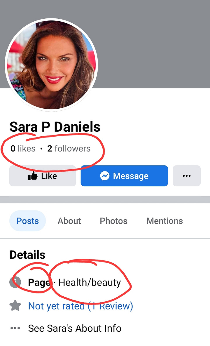 Scammer Facebook account