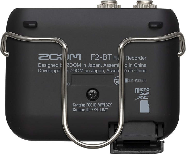 Zoom F2-BT Lavalier Recorder with Bluetooth, 32-Bit Float Recording, Audio for Video, Wireless Timecode Synchronization, Records to SD, and Battery Powered with Included Lavalier Microphone