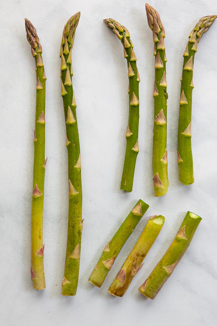 trimmed and peeled asparagus