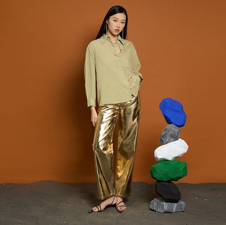 metallic trousers