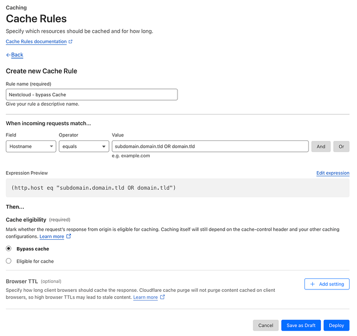 Cloudflare rules setup and Cloudflare Trace results