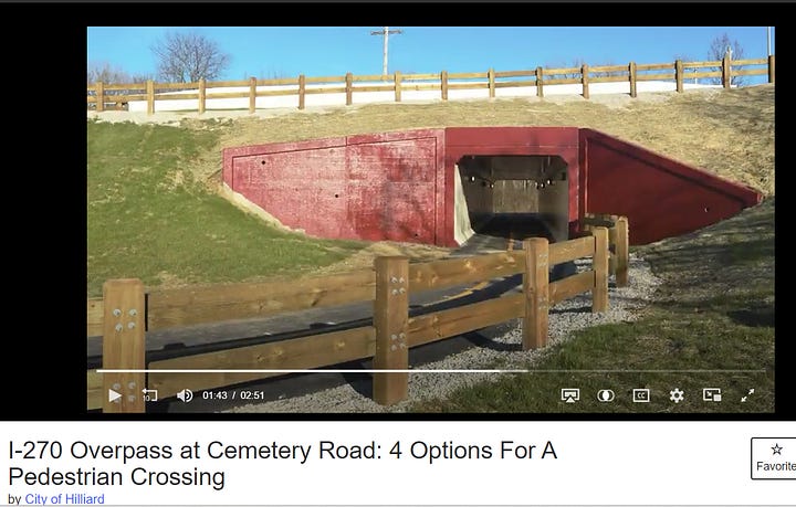 Archived stills from video presentation - tunnel images do not reflect final design for Hilliard