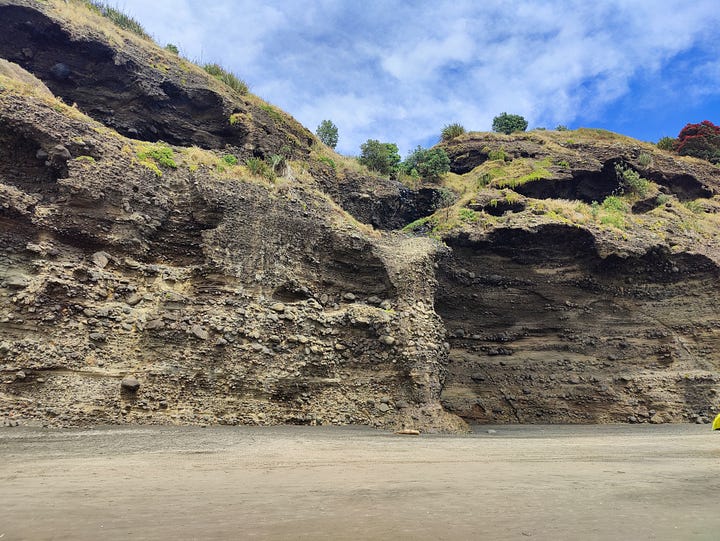 Beach, cliff and hiking scenes from the Hillary Trail, Waitākere Ranges