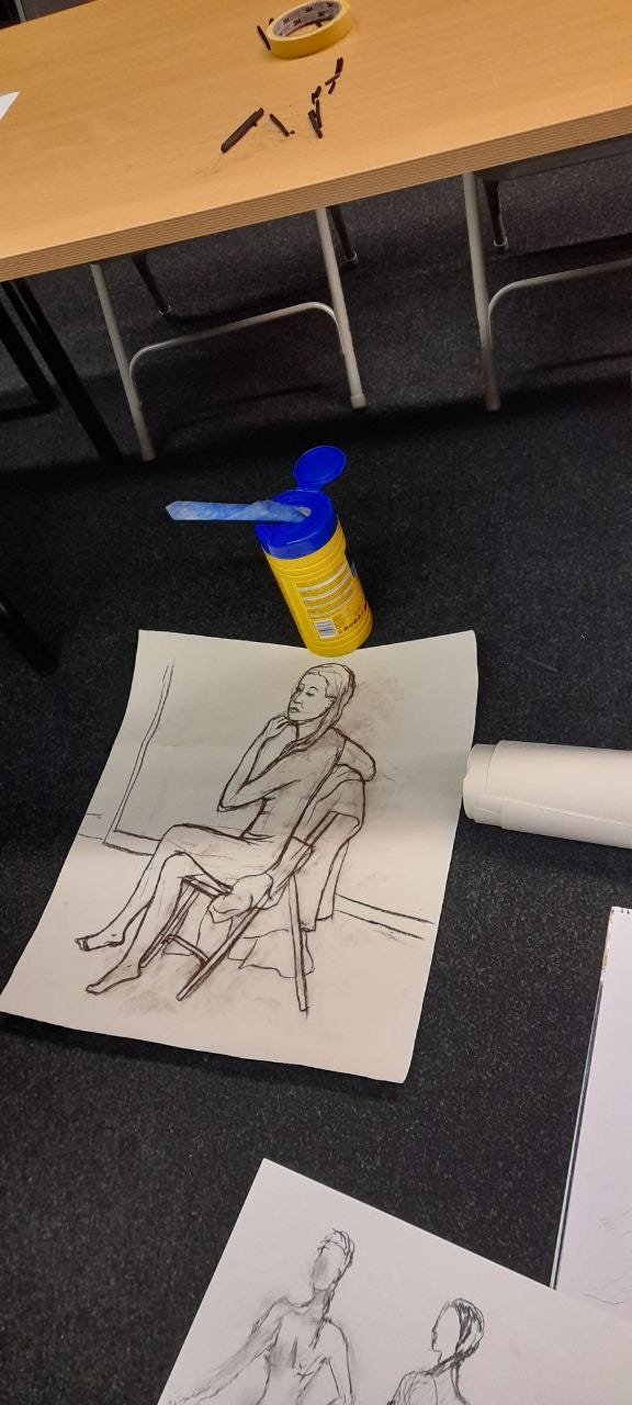 nude female life drawing in wales