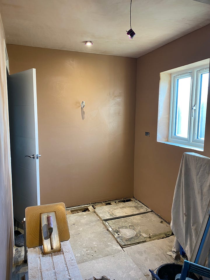 freshly plastered walls