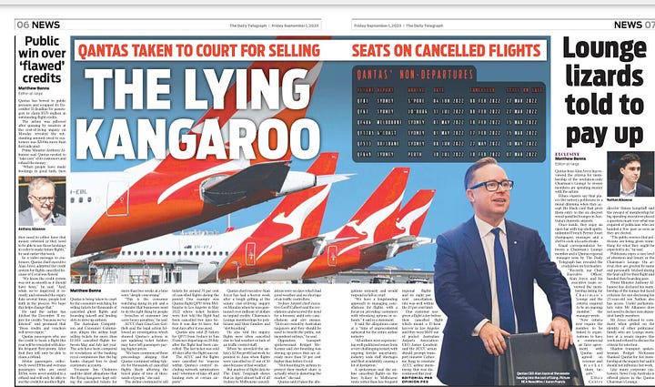 Images of two Daily telegraph headlines: "CON AIR" and "THE LYING KANGAROO"
