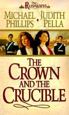 Covers of The Heather Hills of Stonewycke and The Crown and the Crucible, both by Michael Phillips and Judith Pella