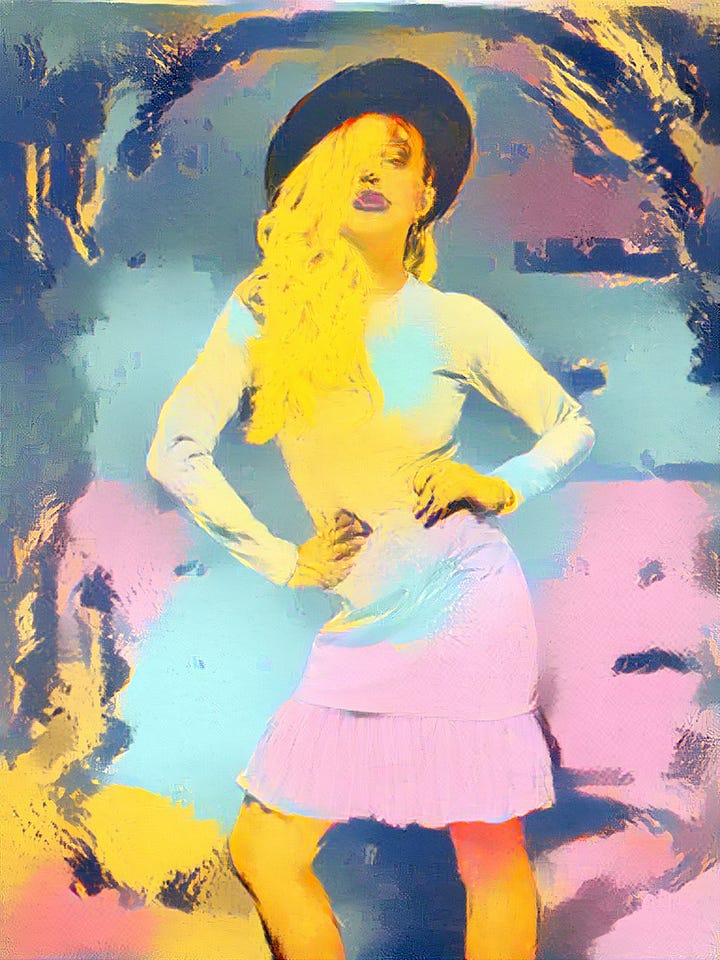 Lindsay Lohan posing in different versions of the picture
