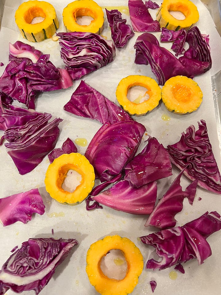Delicata squash and cabbage