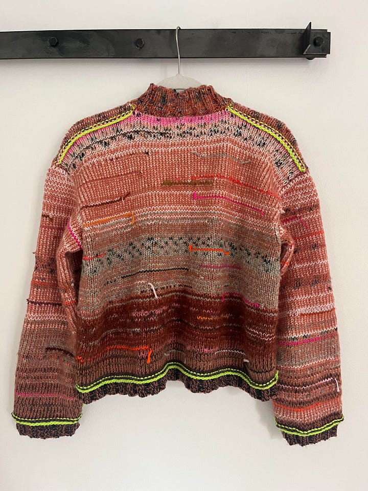 Waste and scrap yarn sweater back