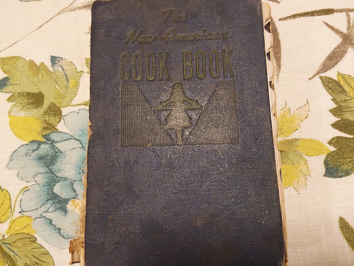 Old cookbook with page open.