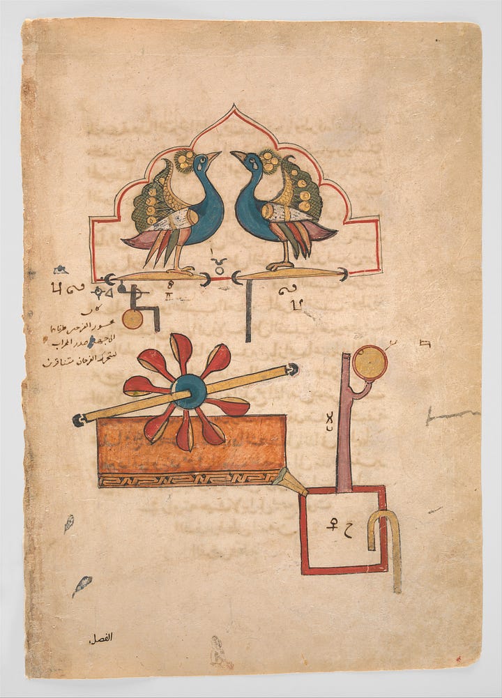 Illustrations from the Book of the Knowledge of Ingenious Mechanical Devices by al-Jazari