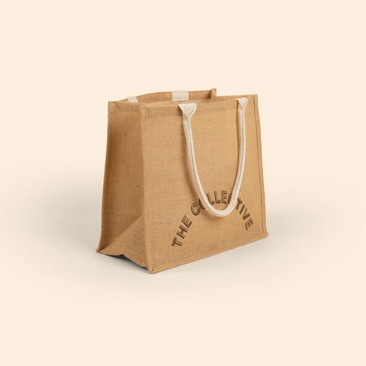 Jute bags with embroidery on front