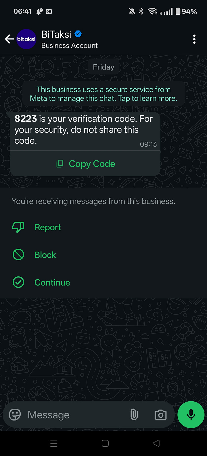 BiTaksi feature watch: validation code via whatsapp