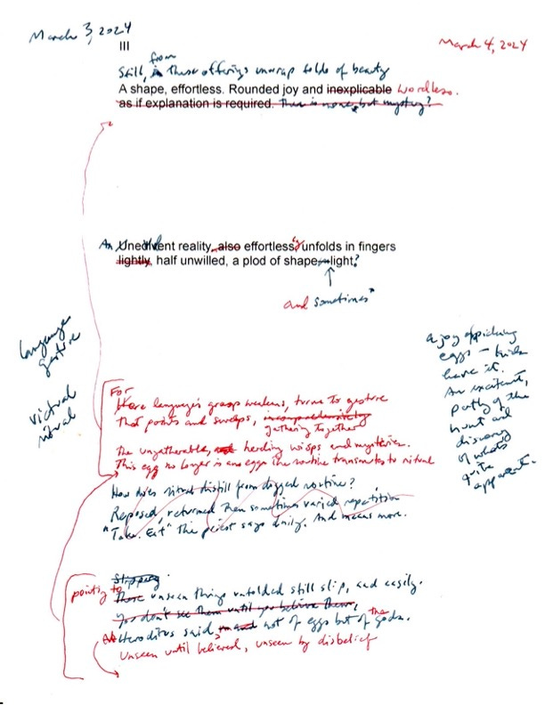 Scans of sonnet drafts put together in early March, showing the incremental changes of the sonnets.