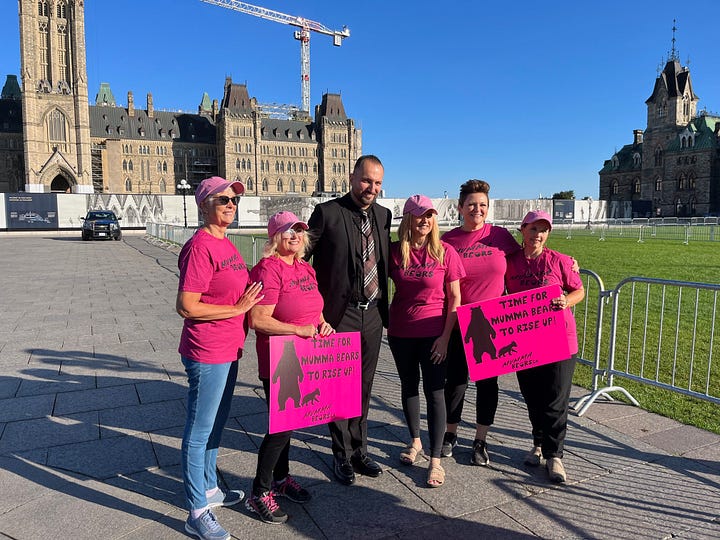 Muslim mothers and the "Momma Bears" stand with Kamel El-Cheikh, one of Ottawa's key organizers; shoulder-to-shoulder they stood and marched united in the streets of Ottawa and Parliament Hill at the #1MillionMarch4Children